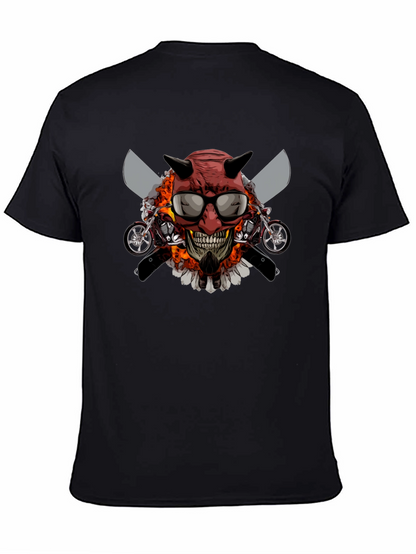 Camiseta Negra con Diseño de Calavera Motera
