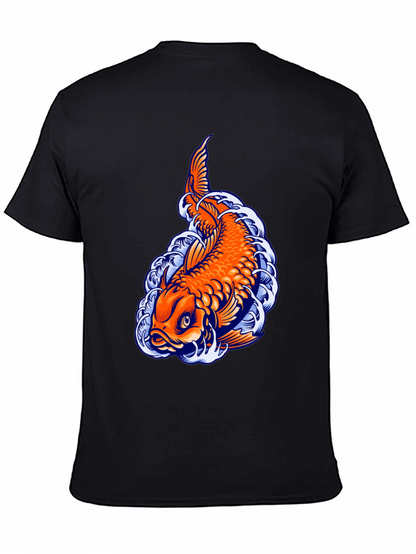 Camiseta Negra con Diseño de Carpa Koi