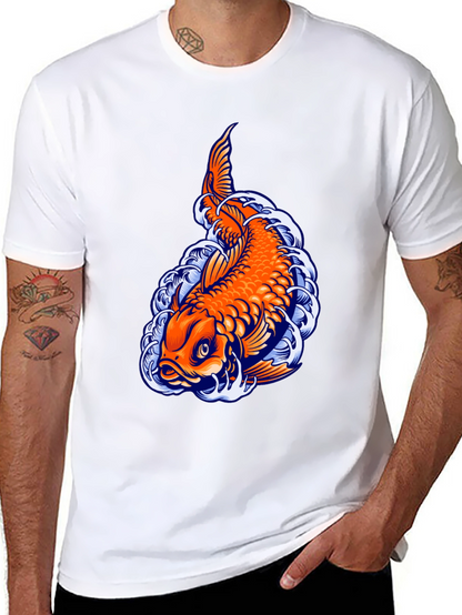 Camiseta Negra con Diseño de Carpa Koi