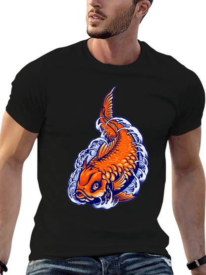 Camiseta Negra con Diseño de Carpa Koi