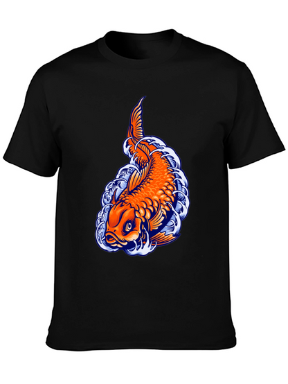 Camiseta Negra con Diseño de Carpa Koi