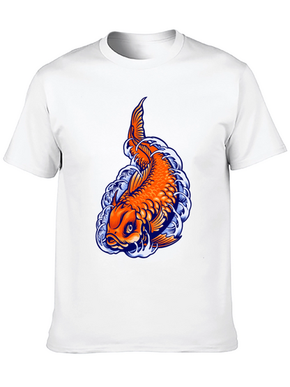 Camiseta Negra con Diseño de Carpa Koi
