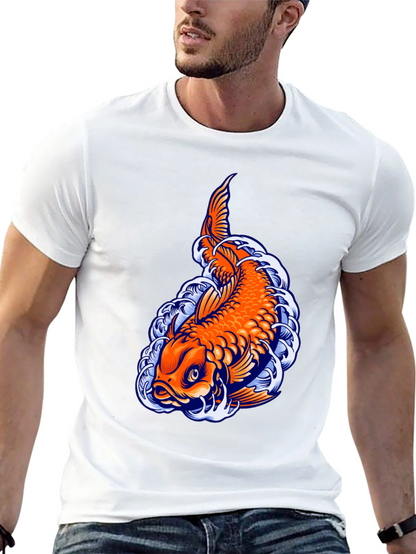 Camiseta Negra con Diseño de Carpa Koi