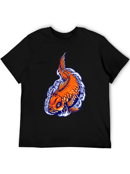 Camiseta Negra con Diseño de Carpa Koi