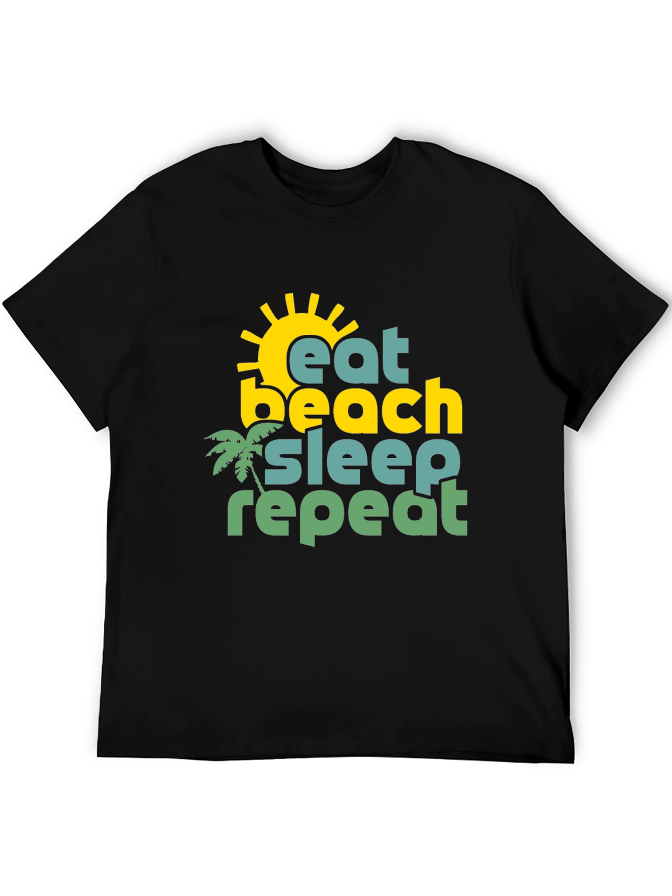 Camiseta Hombre Negra Estampado Verano