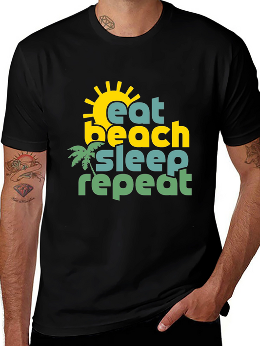 Camiseta Hombre Negra Estampado Verano