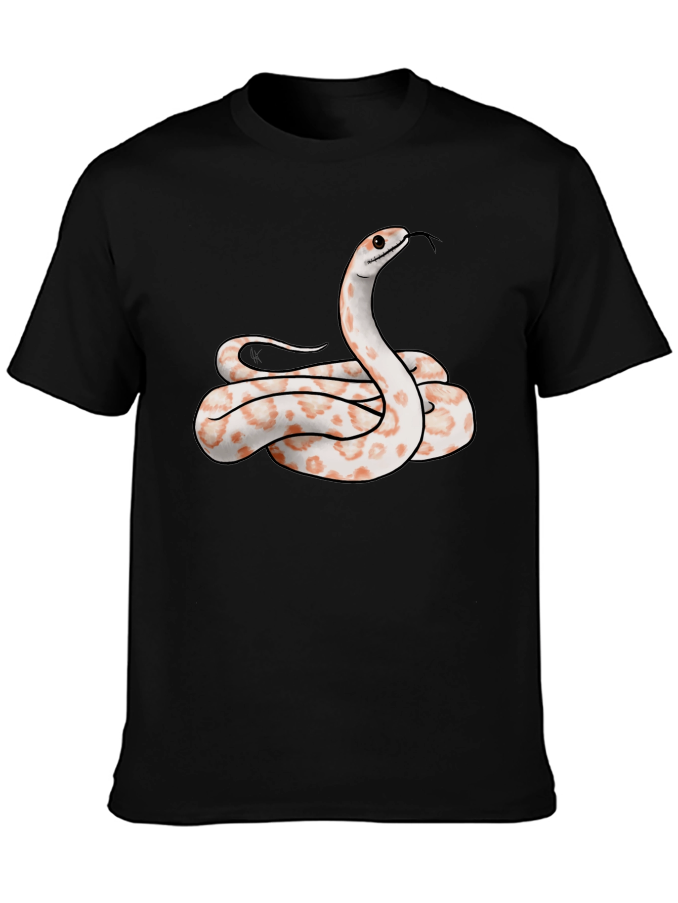 Camiseta Negra con Diseño de Serpiente Albina