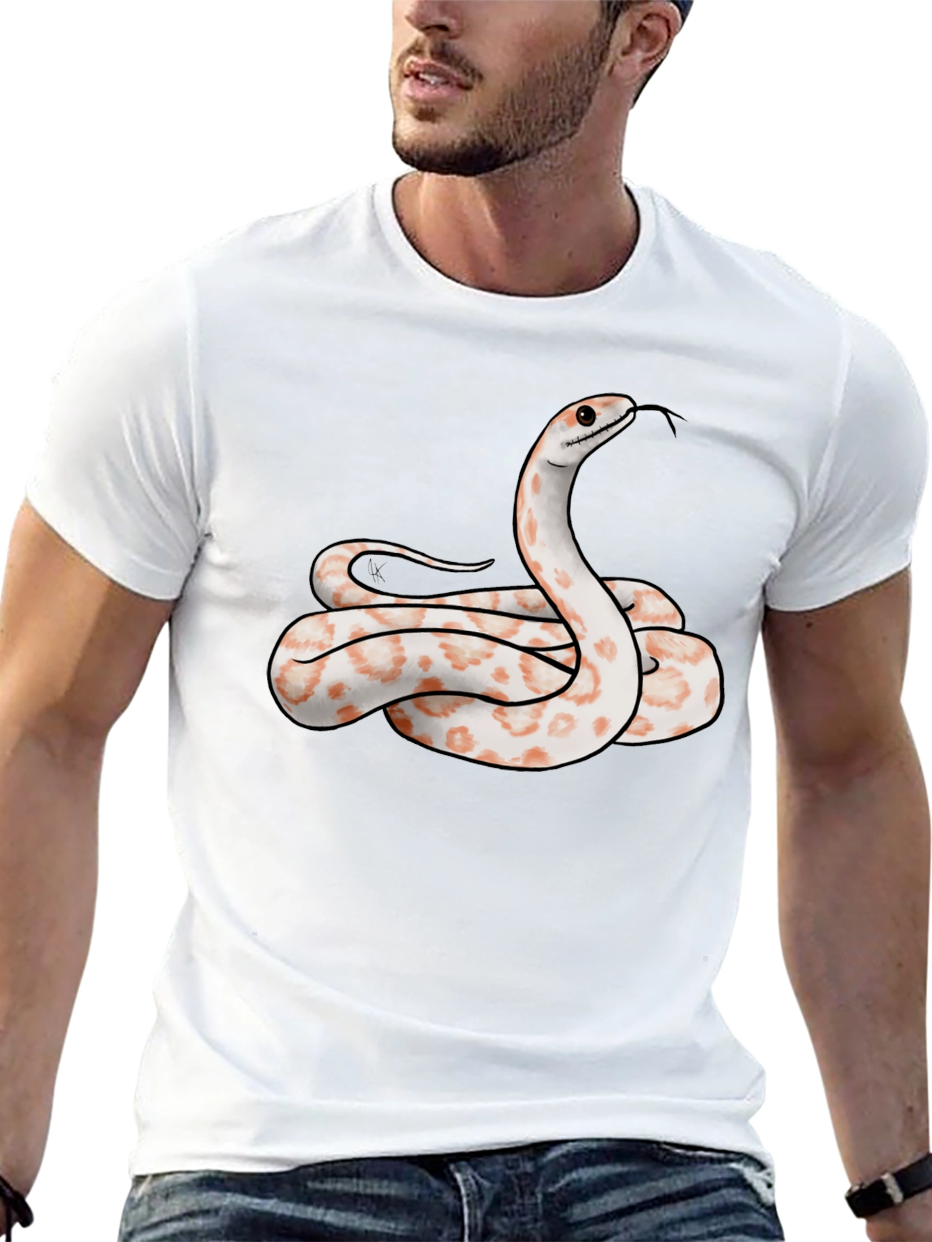 Camiseta Negra con Diseño de Serpiente Albina