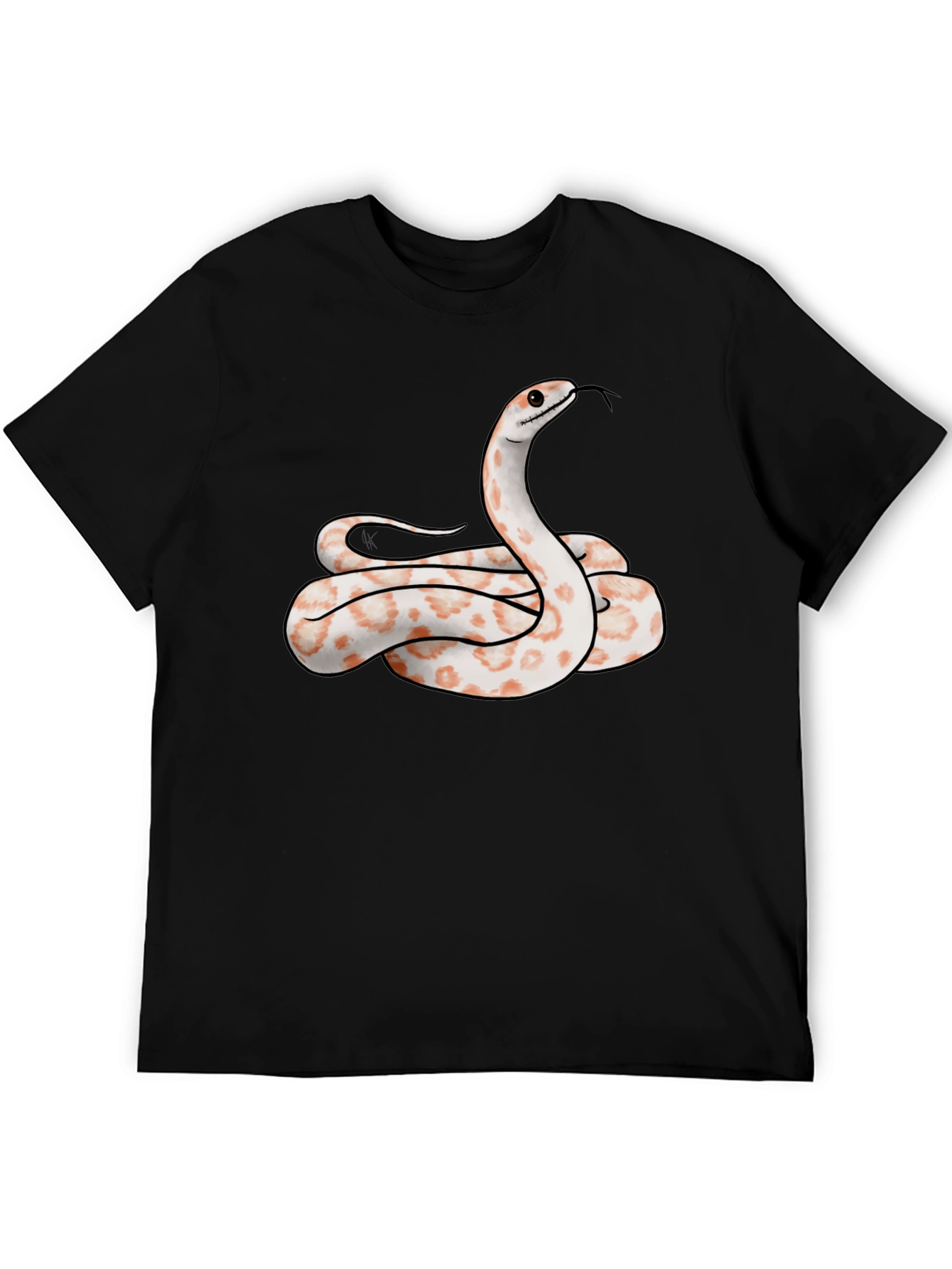 Camiseta Negra con Diseño de Serpiente Albina
