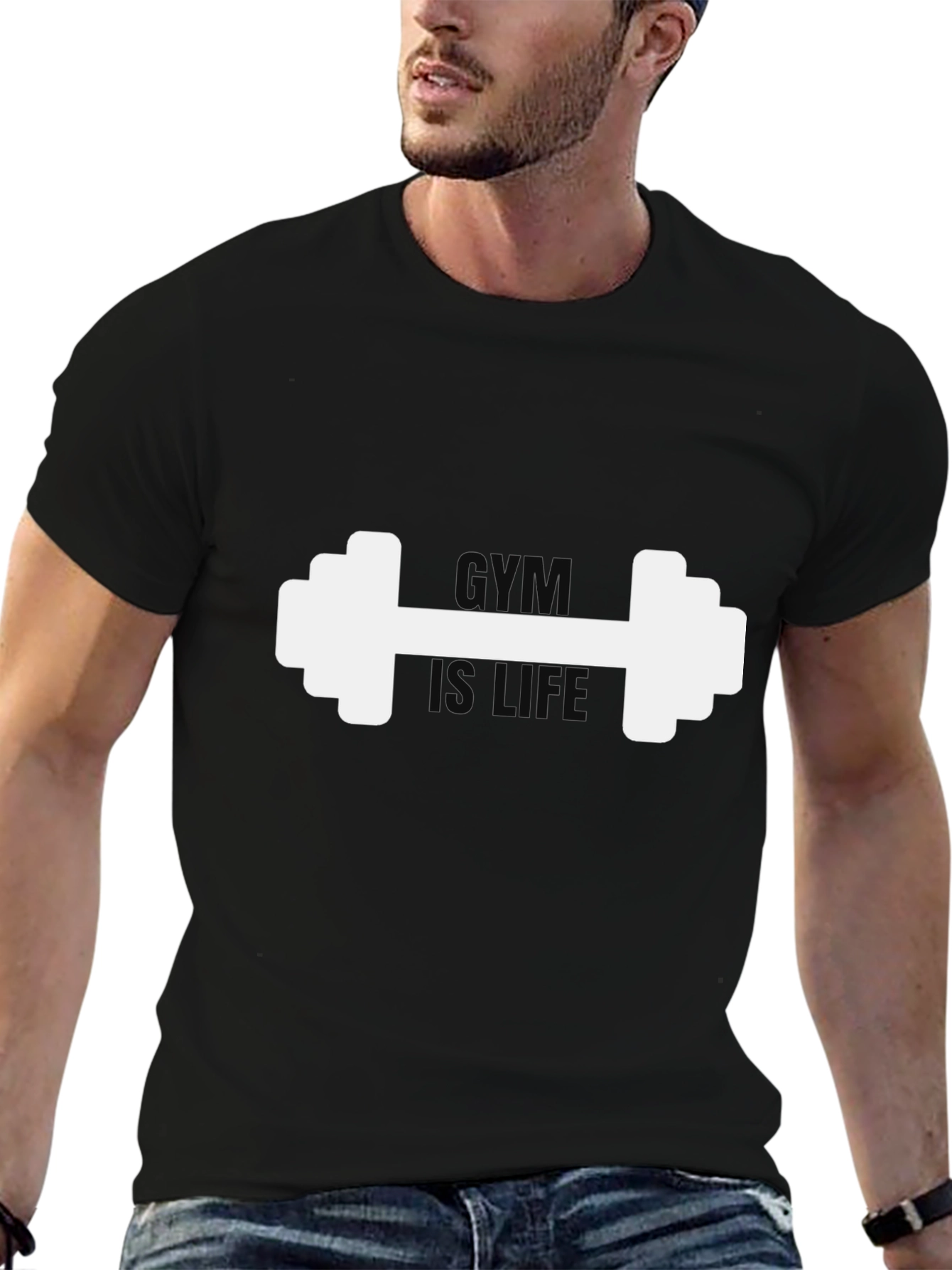 Camiseta Negra Hombre: Gym is Life