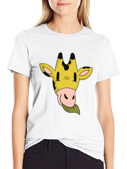 Camiseta Negra con Dibujo de Jirafa