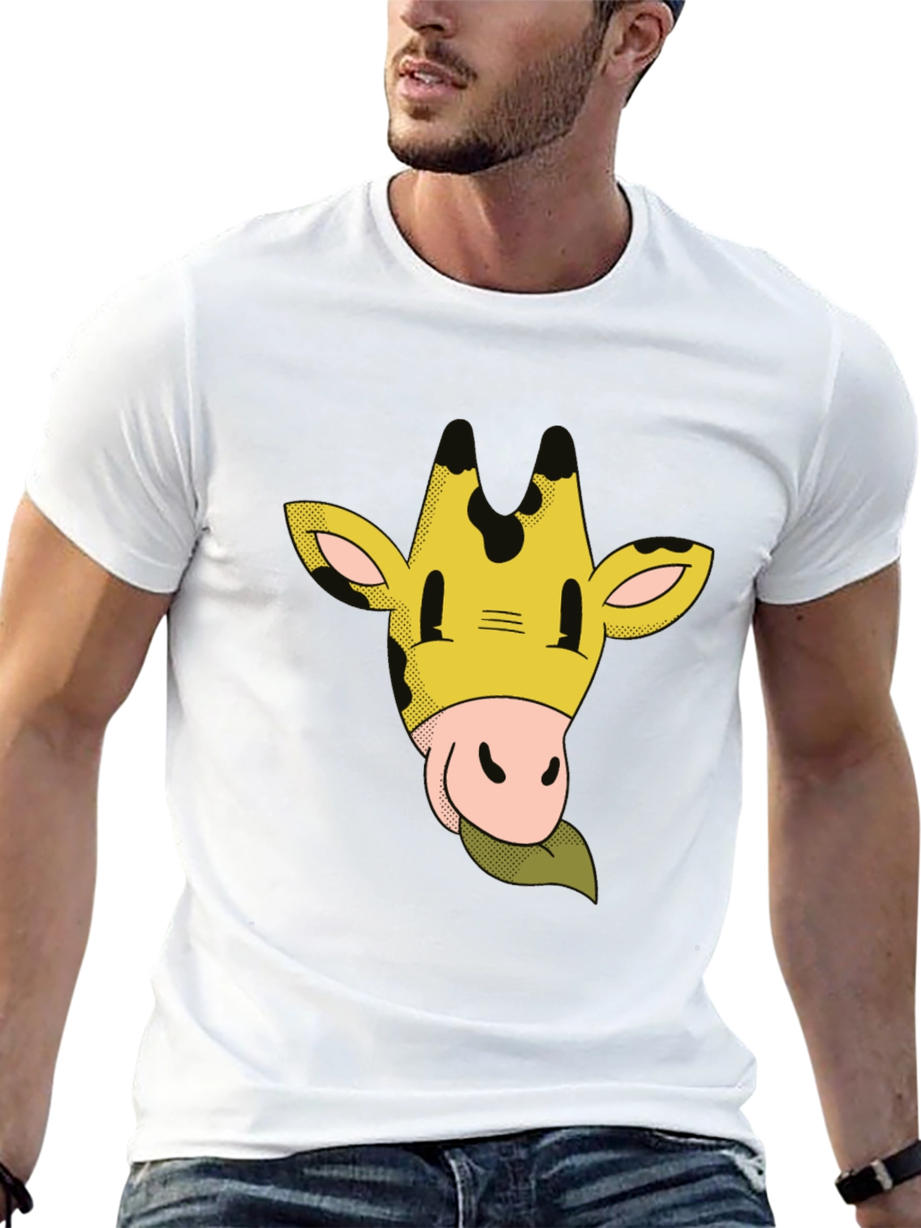Camiseta Negra con Dibujo de Jirafa