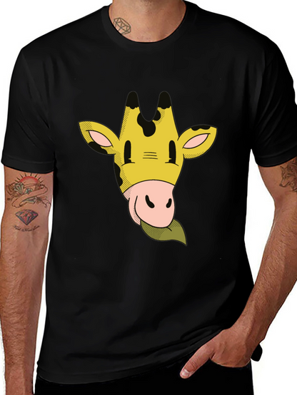 Camiseta Negra con Dibujo de Jirafa