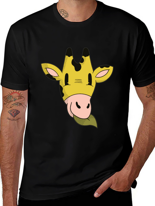 Camiseta Negra con Dibujo de Jirafa