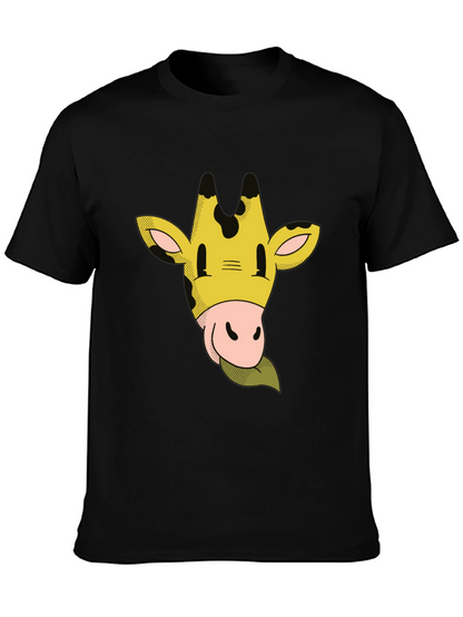 Camiseta Negra con Dibujo de Jirafa