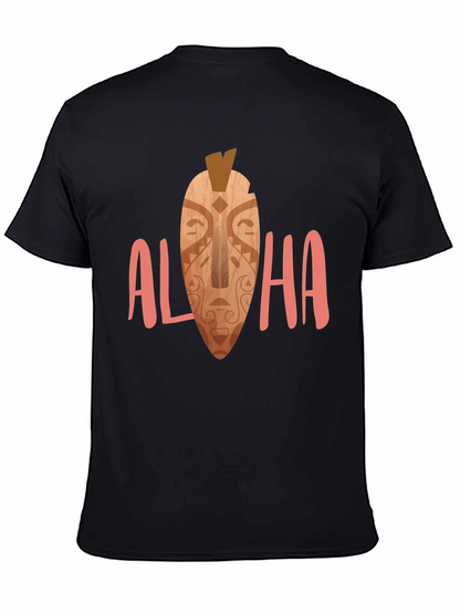 Camiseta Negra Aloha Estampada