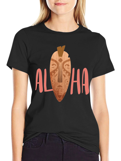 Camiseta Negra Aloha Estampada