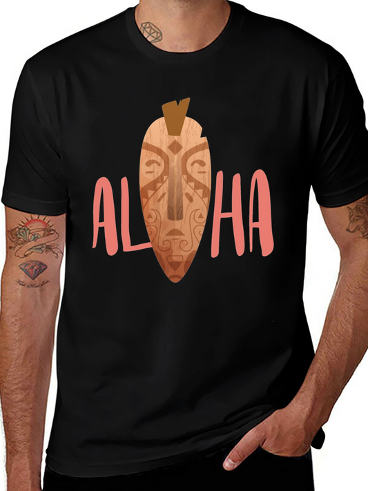 Camiseta Negra Aloha Estampada