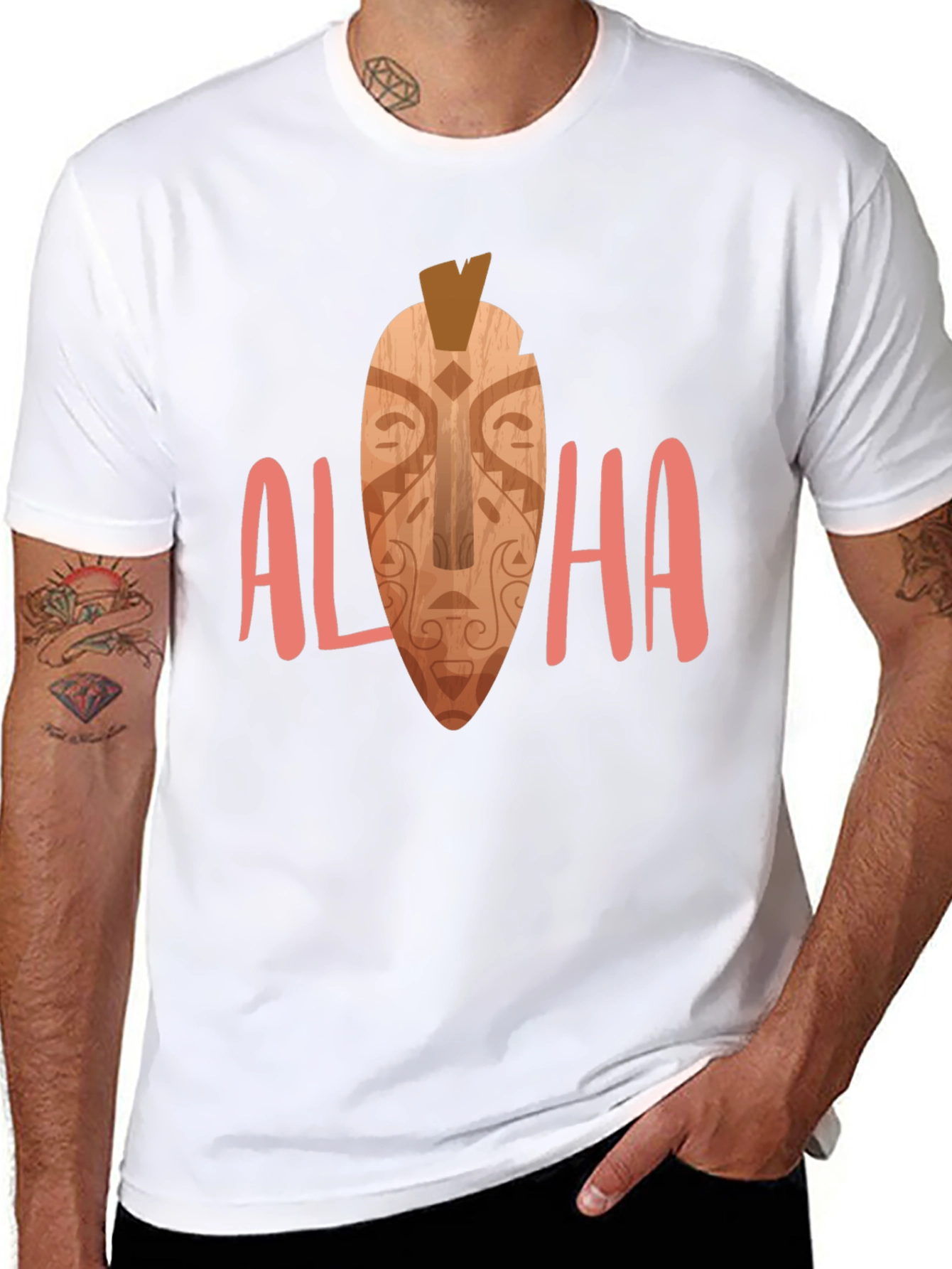 Camiseta Negra Aloha Estampada