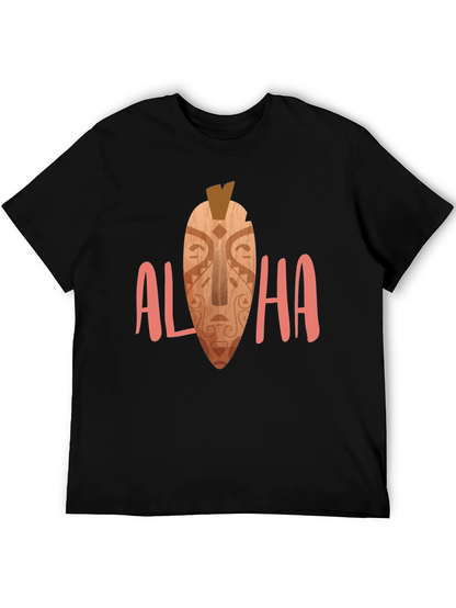 Camiseta Negra Aloha Estampada