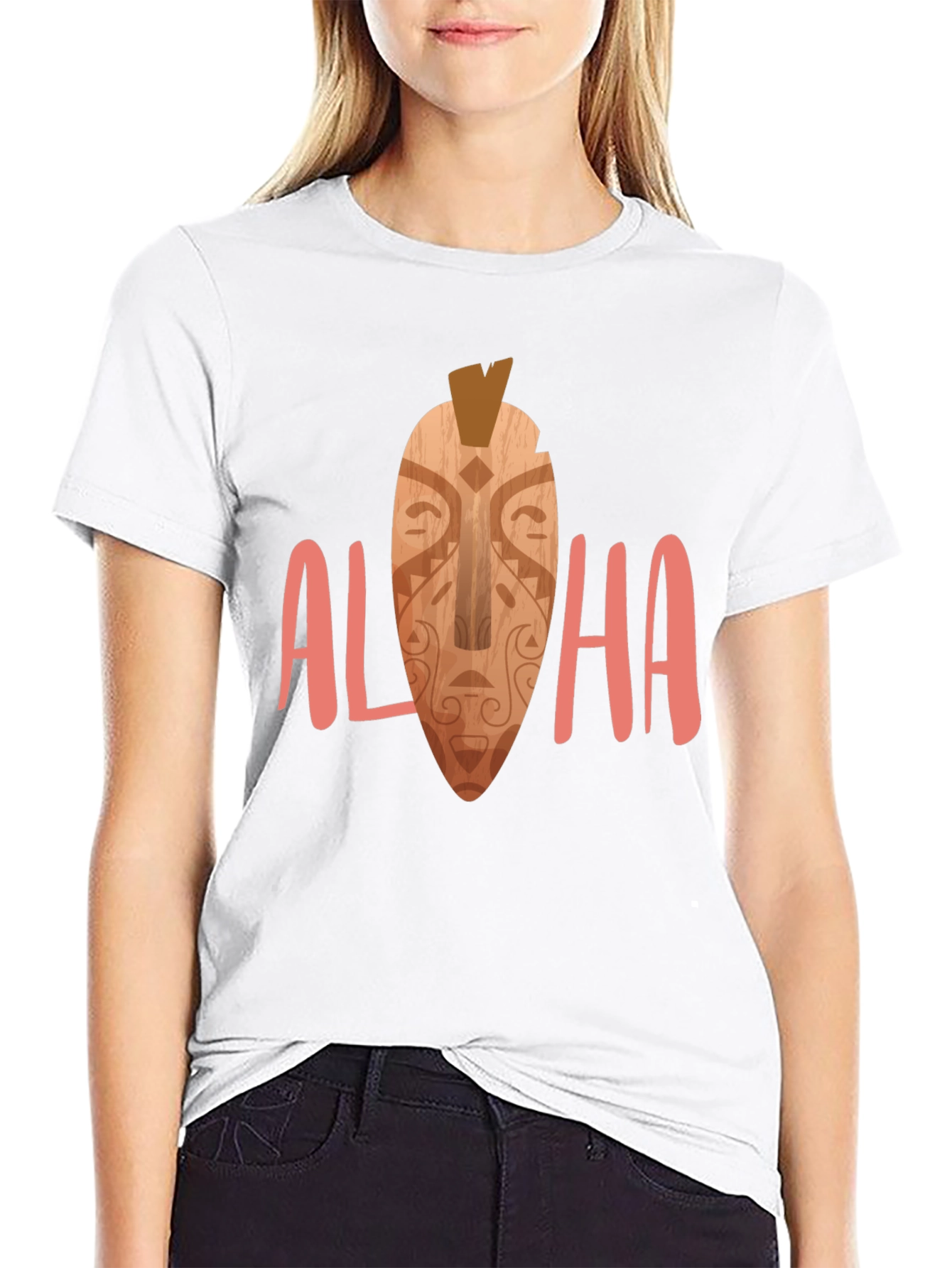 Camiseta Negra Aloha Estampada