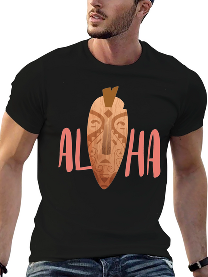 Camiseta Negra Aloha Estampada