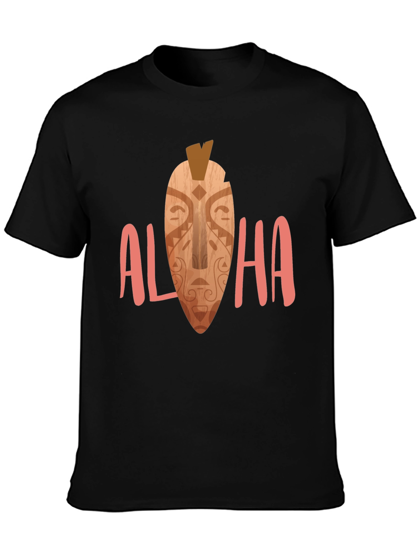 Camiseta Negra Aloha Estampada