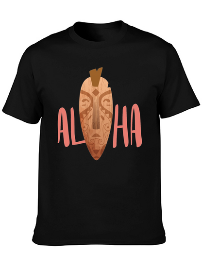 Camiseta Negra Aloha Estampada