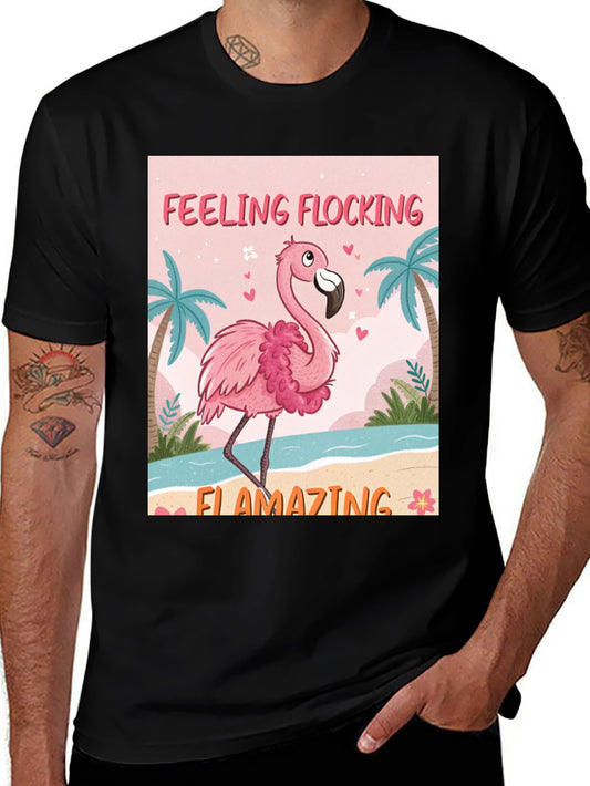 Camiseta Negra Flamenco Flocking Flamazing