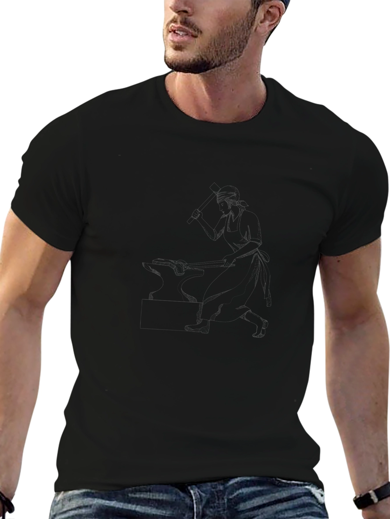 Camiseta Casual de Algodón Negro