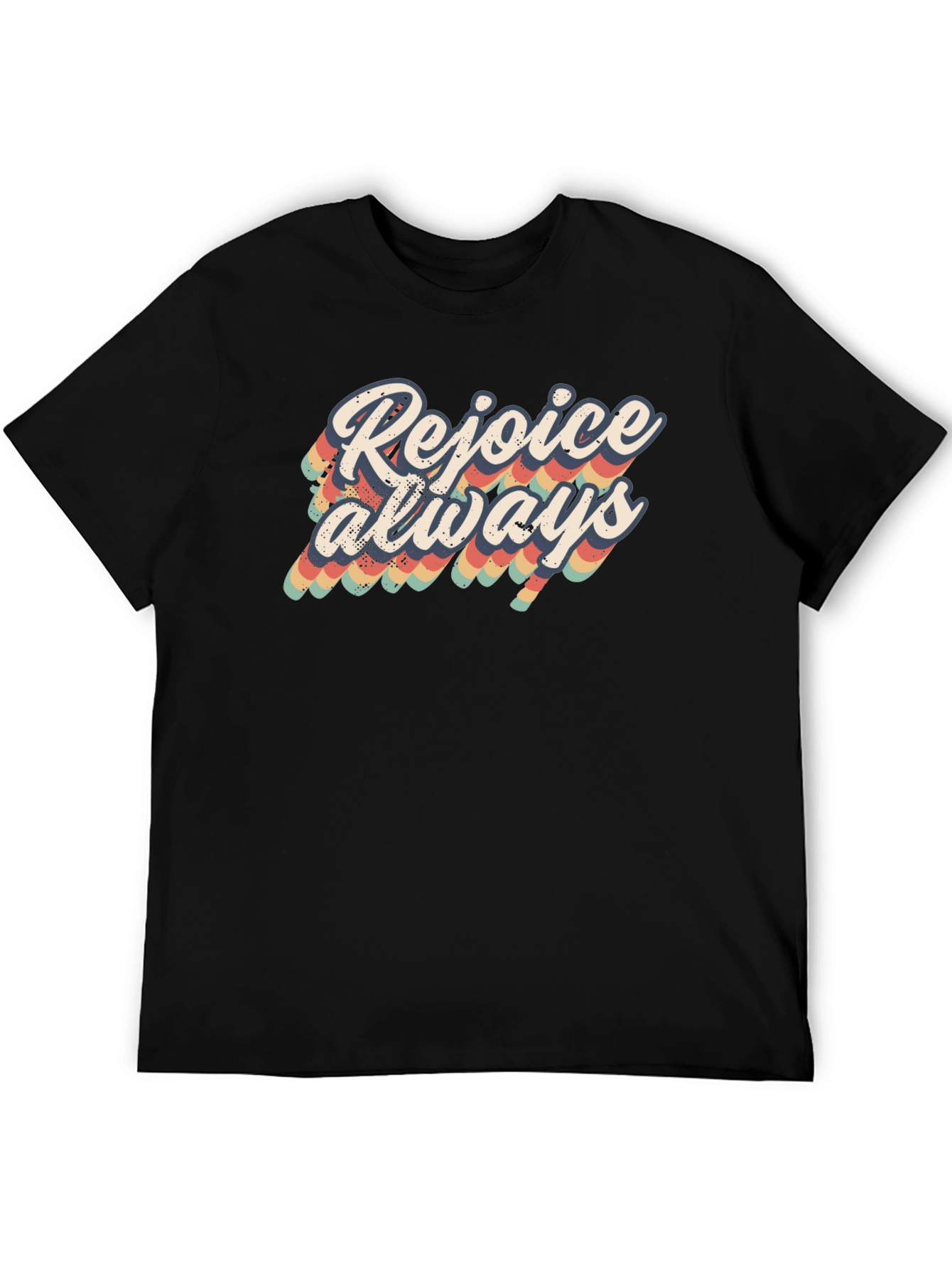 Camiseta Negra Rejoice Always Retro