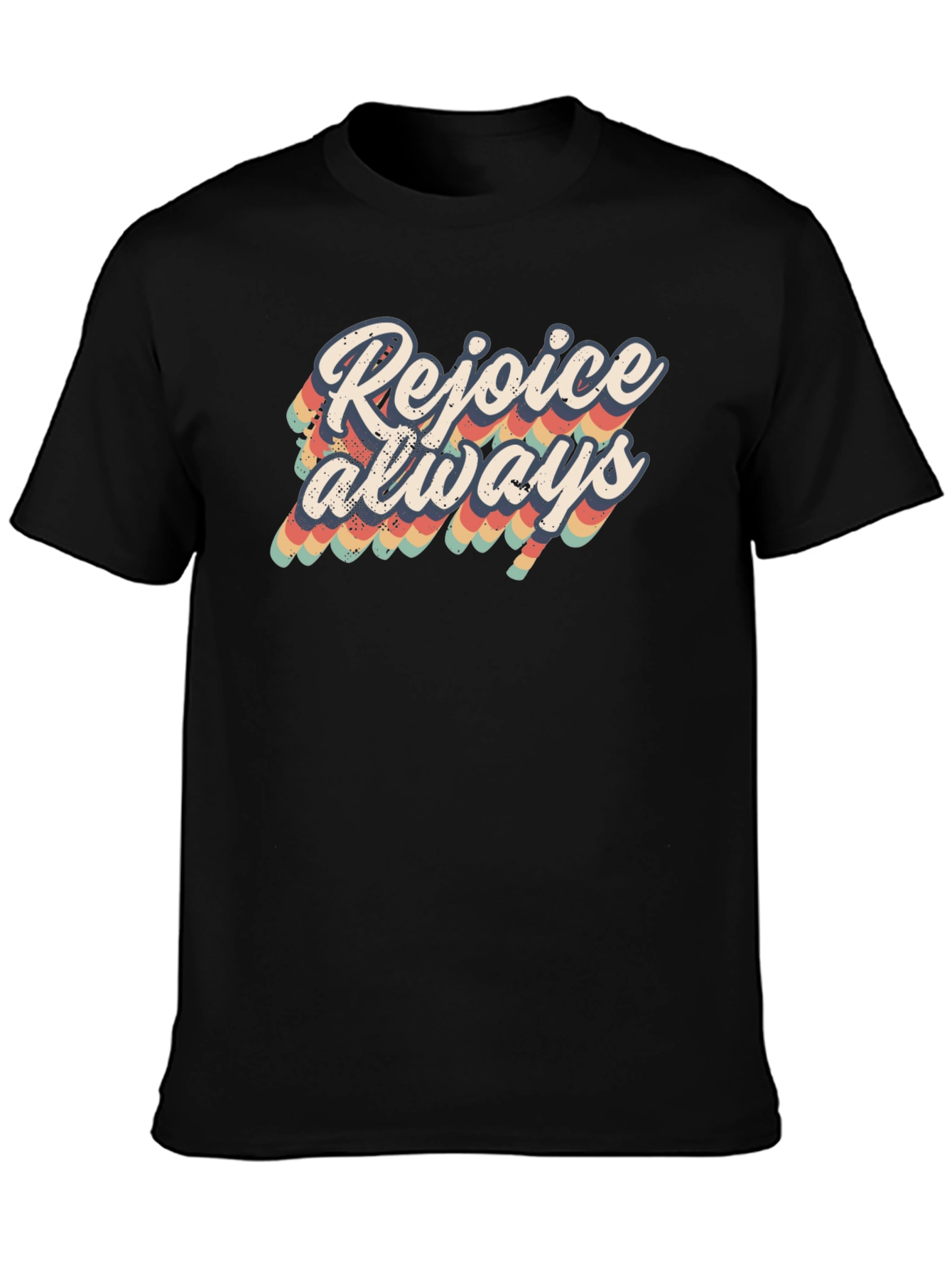 Camiseta Negra Rejoice Always Retro