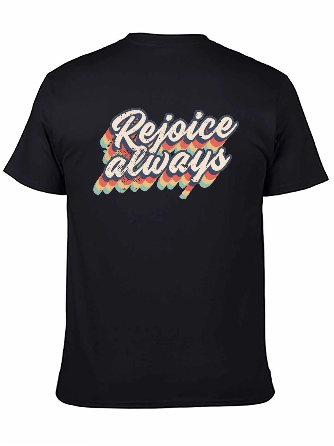 Camiseta Negra Rejoice Always Retro