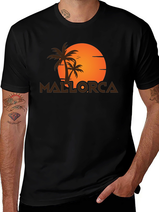 Camiseta Negra Mallorca Sunset - Estilo Vacacional