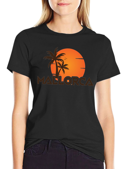 Camiseta Negra Mallorca Sunset - Estilo Vacacional