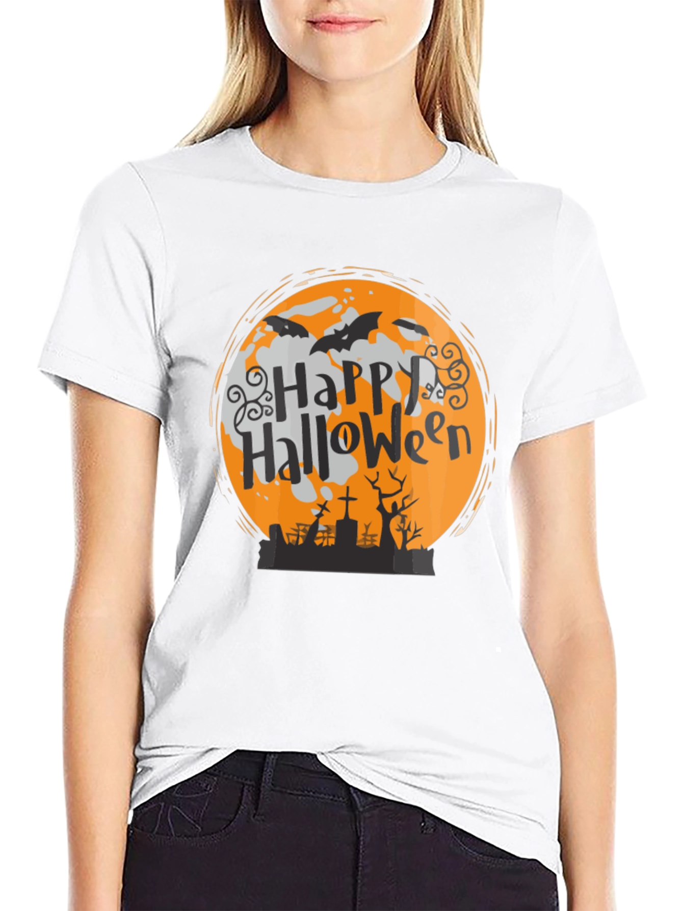 Camiseta Halloween Luna Murciélagos