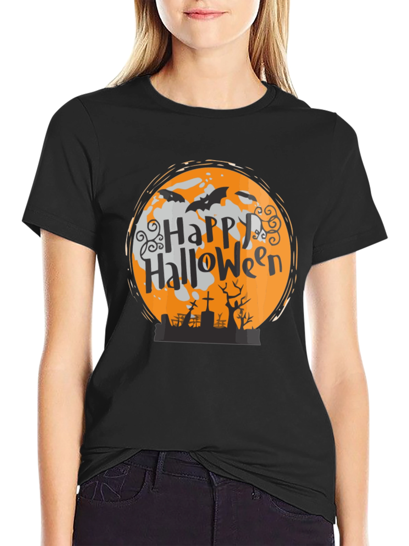 Camiseta Halloween Luna Murciélagos