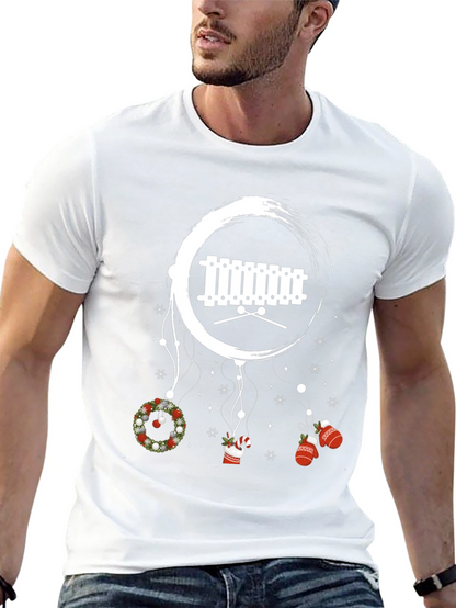 Camiseta Negra Navideña con Xilófono y Adornos Colgantes