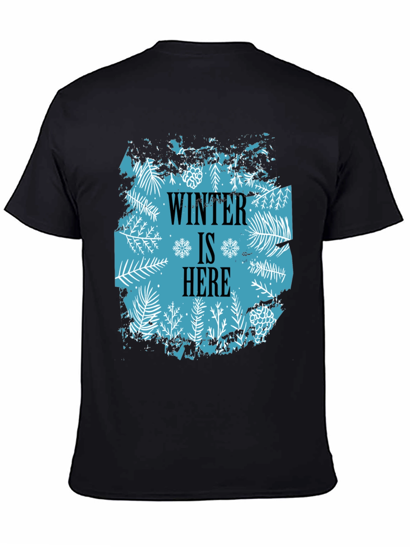 Camiseta Negra Winter Is Here Diseño Invernal