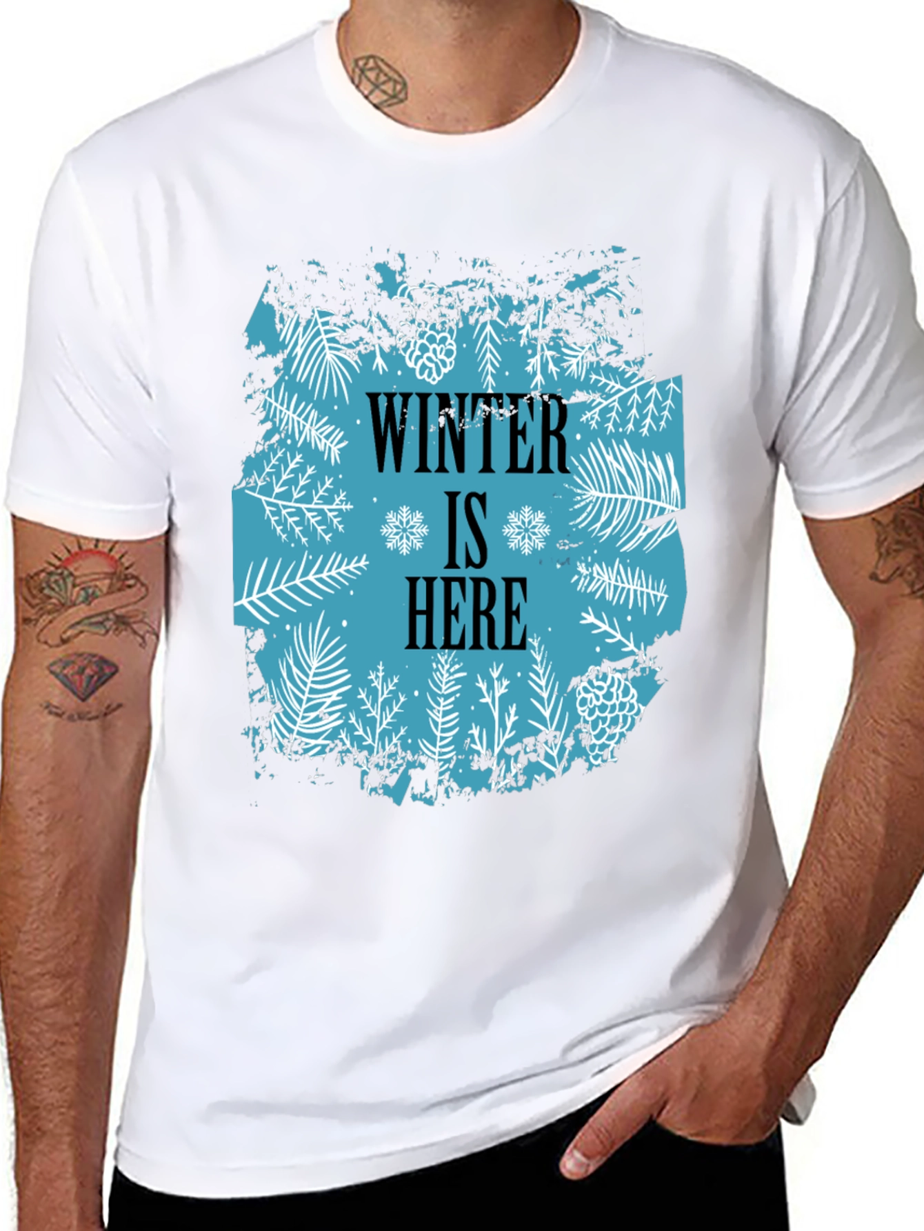 Camiseta Negra Winter Is Here Diseño Invernal