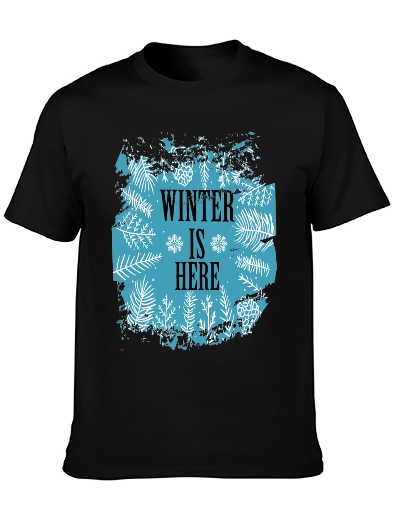 Camiseta Negra Winter Is Here Diseño Invernal