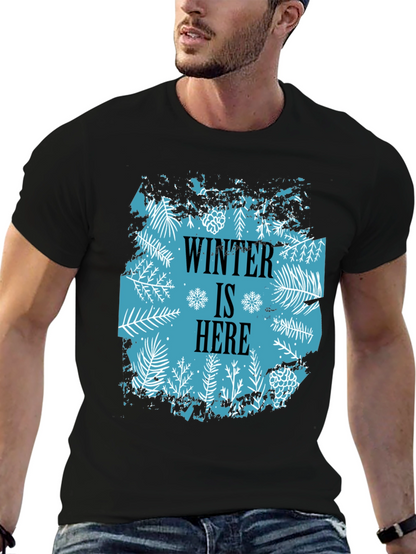 Camiseta Negra Winter Is Here Diseño Invernal