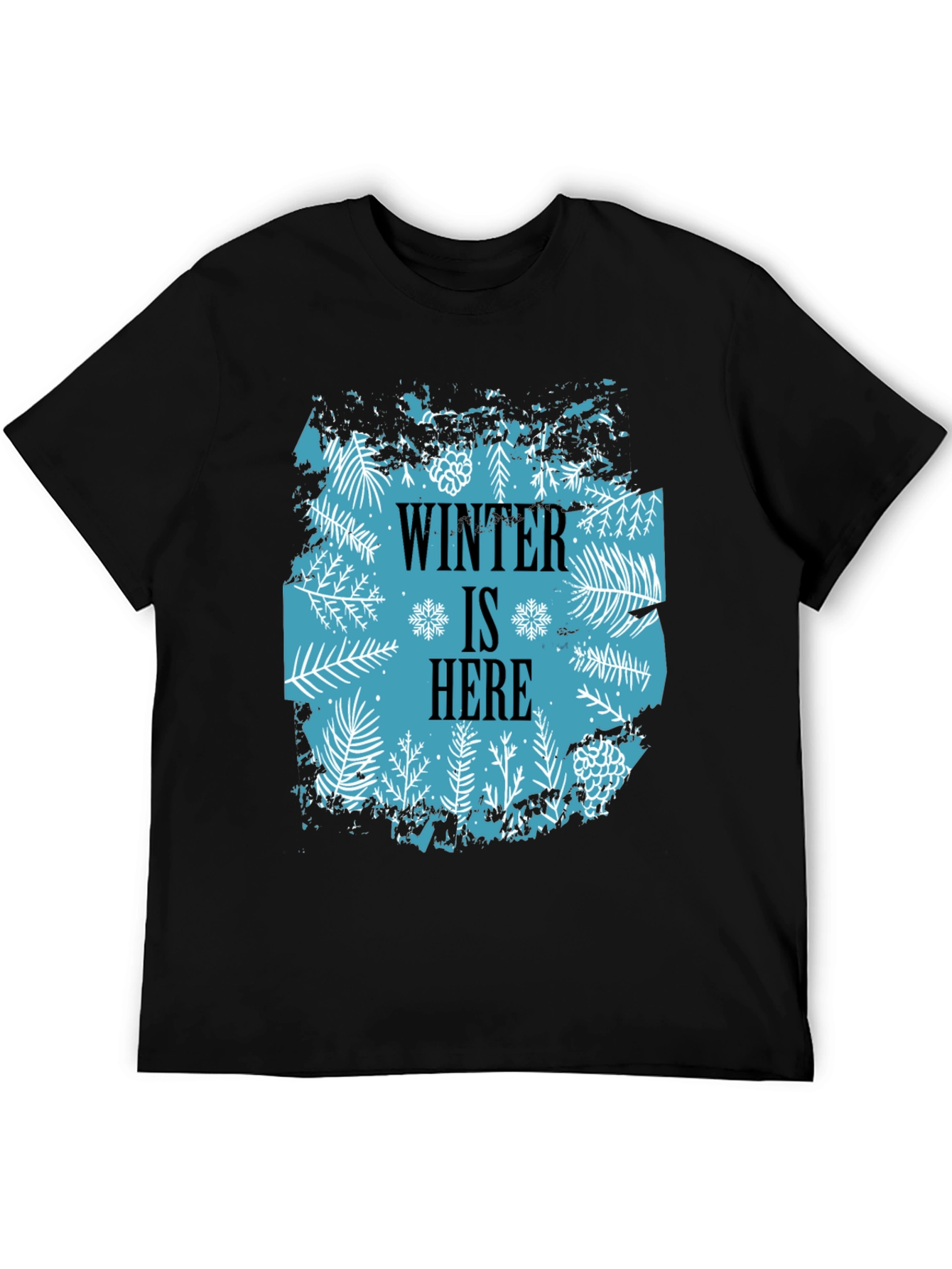 Camiseta Negra Winter Is Here Diseño Invernal