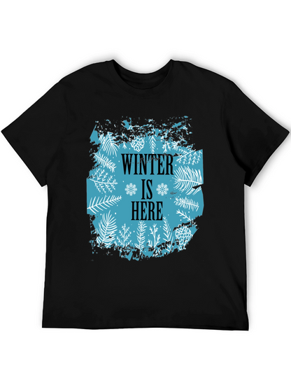 Camiseta Negra Winter Is Here Diseño Invernal