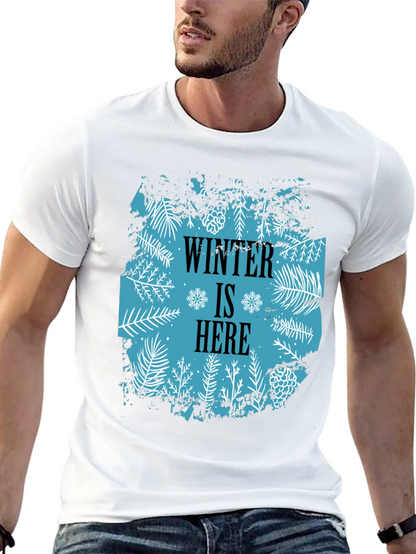 Camiseta Negra Winter Is Here Diseño Invernal