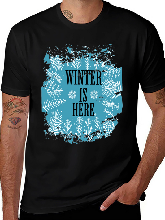Camiseta Negra Winter Is Here Diseño Invernal