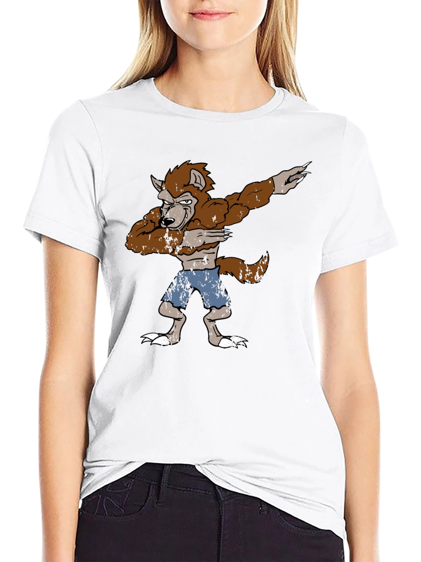 Camiseta Hombre Diseño Hombre Lobo Dabbing
