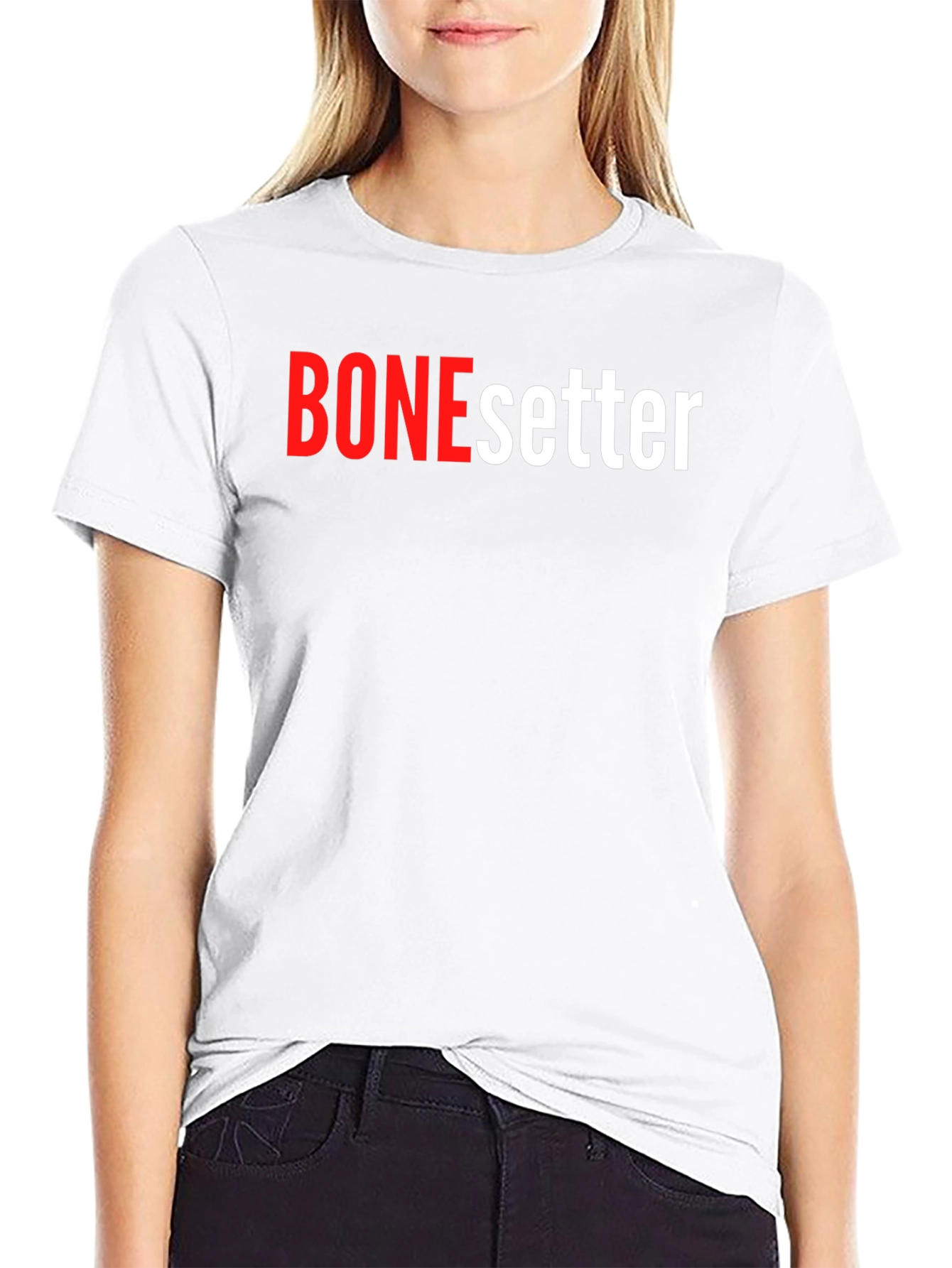 Camiseta Negra BONEsetter Roja y Blanca