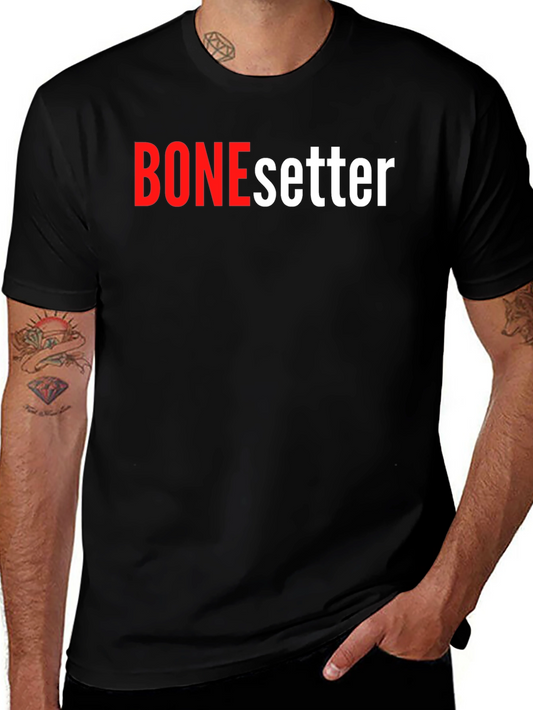 Camiseta Negra BONEsetter Roja y Blanca