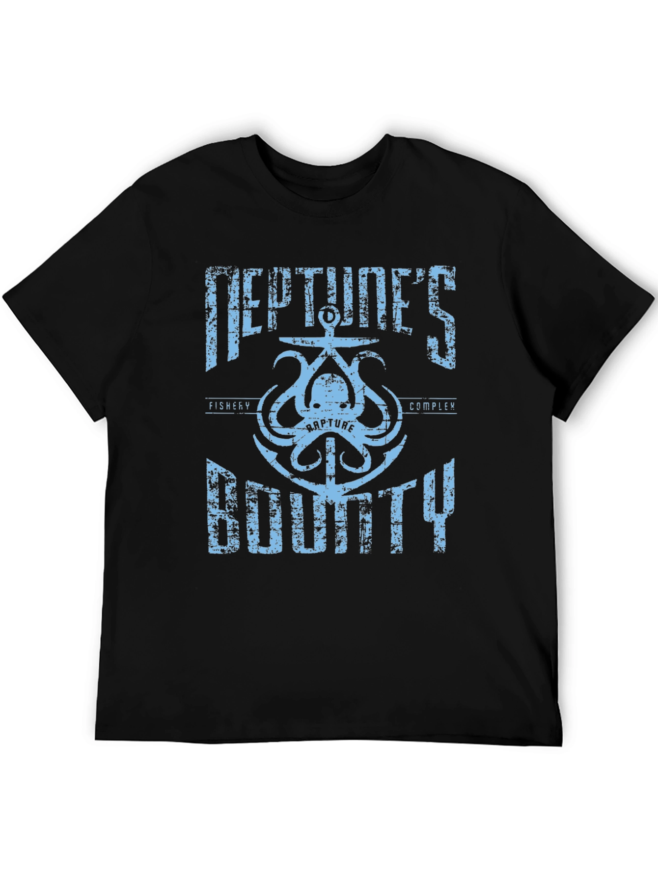 Camiseta Negra con Diseño de Neptuno BioShock